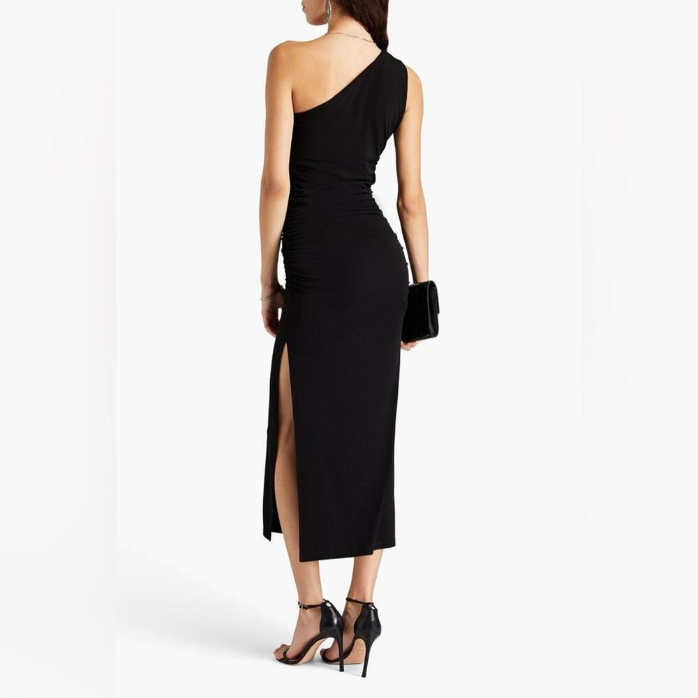 NWT HERVÉ LÉGER | SZ L | One-shoulder Ruched Stretch-jersey Midi Dress $590 - Picture 2 of 9